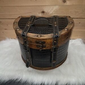 Vintage-Style Black and Brown Decorative Trunk